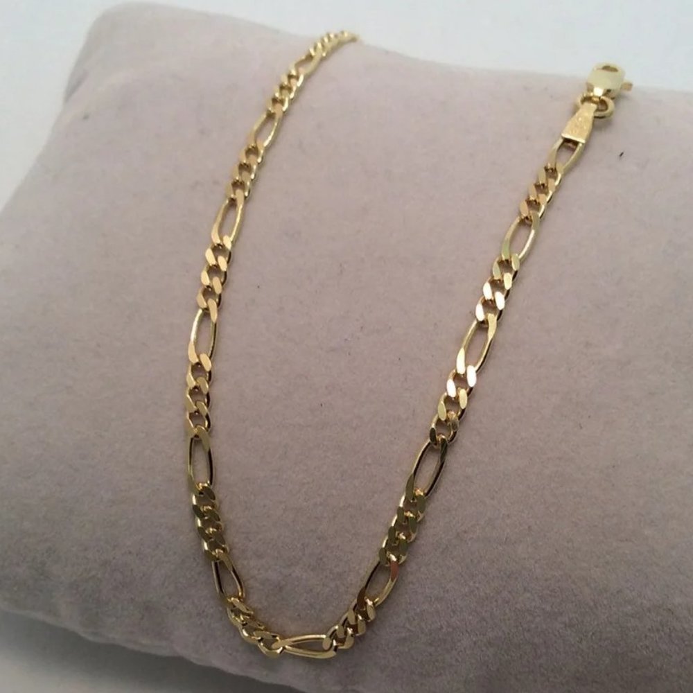 14K YELLOW REAL SOLID GOLD FIGARO  BRACELET 7.5''   2.80MM  3.30GR
